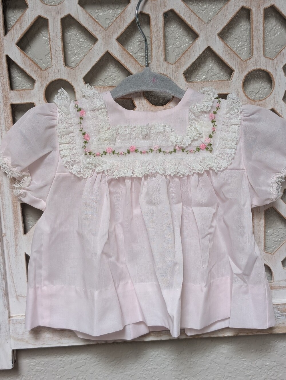 VTG 80's Alexis Baby Girl Size 9 Mos Dress Lace Ruffles Embroiderd Pink Classic